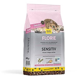 Florie Sensitiv Geflügel mit Reis | 600g | Premium Katzenfutter trocken | für ausgewachsene, Sensible Katzen | viel Frischfleisch | geprüfte Qualität (KIN) | deutsche Herstellung