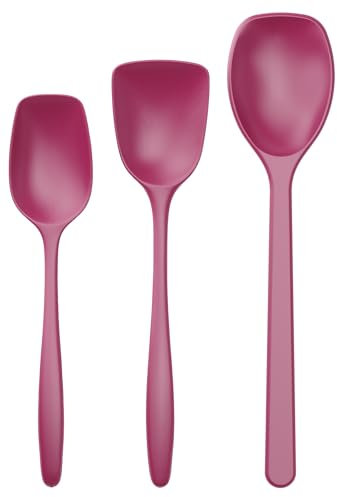 Rosti Classic Kochlöffel Set 3-Teilig, Hochwertiges Küchenhelfer Set mit 2 Kochlöffel & 1 Backlöffel, aus Kunststoff, Hitzebeständig, Bruchsicher, Spülmaschinenfest, Beetroot