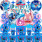 Geburtstagsdeko 6 Jahre, Geburtstag Deko, Stit-ch Luftballon, Geburtstagsparty-Dekorationen,Teller, Becher, Servietten,Tischdecken, Foil Balloons für Kinder Geeignet(Blau)