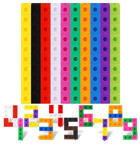 TOGHPUW Set di 100 dadi, blocchi numerici, dadi di colore, dadi matematici, dadi a incastro, blocchi a incastro per bambini (colore 1)