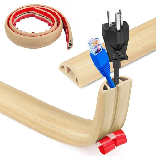 Gaine de câble flexible pour sol, pont de câbles, passe-câbles, 1 m x 3 cm, protection de câble plat pour bureau, maison, entrepôt, hôtel (chêne blanc)