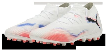 PUMA Future 8 Match MG, Zapatillas de fútbol Unisex Adulto, Blanco Negro Rojo Luminoso, 42.5 EU