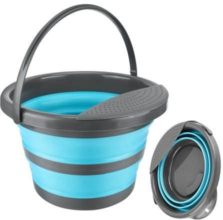 Secchio Pieghevole 8 Litri in Silicone Secchiello Richiudibile Secchio Portatile Acqua Facile da Riporre per Pulizie Bucato Autolavaggio, Campeggio, Pesca