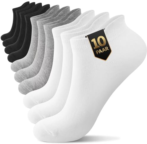 YouShow Calzini Corti Uomo Donna 10 Paia, Cotone Traspirante, Fantasmini Unisex, Nero/Bianco/Grigio, Taille 39-42