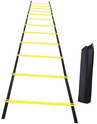 Baoblaze Soccer Agility Ladder Folding Balance Multifunction Volleyball Coordination Workout Football Footwork Training Instant Set up, 6 Meters 12 Sections