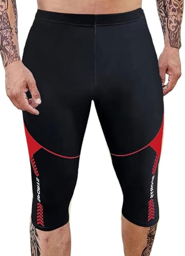 FEOYA Jammer Baddräkt för män snabbtorkande Mid Jammers, badbyxor, strand, surfning, fitness, träning, badbyxor för män, Röd, L