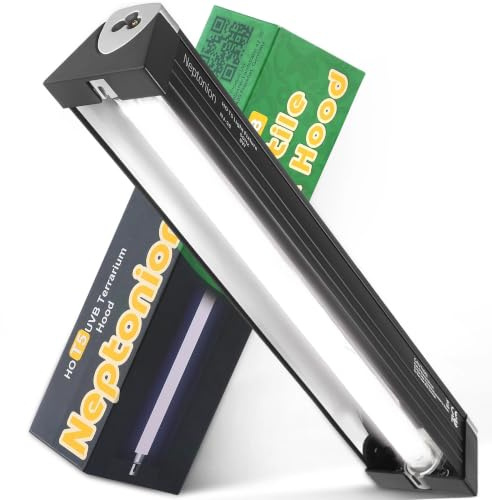 NEPTONION T5 Reptile UVB Light 22.7 Inches Fixture with UVB 5.0 Bulb High Output Hood for Terrariums, Basking Reptiles, Lizards, Chameleons, Iguanas, Bearded Dragons, 14W
