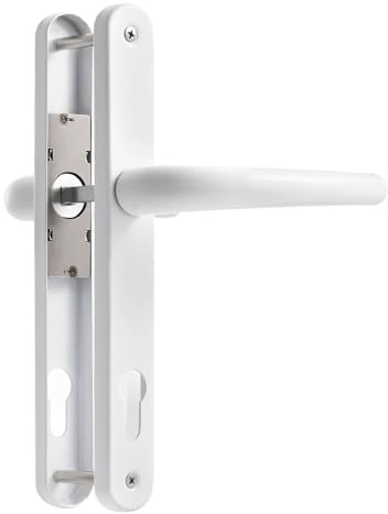 SORWDUERM White Door Handles Set 92mm PZ Centres 210mm Screw Hole Distance 240mm Backplate Length Replacement Door Lever for UPVC Composite Timber Door Stainless Steels