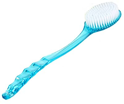 1 st blå badkroppsborste naturlig mjuk borst långt handtag dusch ryggborstar skrubbare död hud celluliter borttagare