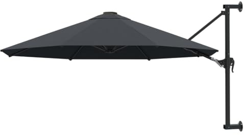 Nqyjm Ombrellone da parete con asta in metallo 300 cm antracite per balcone giardino terrazza