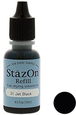 Tsukineko Stazon Tinte Refill, Jet Schwarz