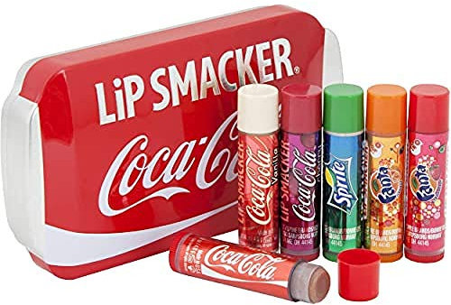 Lip Smacker - Coca-Cola Tin Collection - Lippenbalsam-Set für Kinder - verschiedene Geschmacksorten aus der Coca-Cola-Welt - ikonische Coca-Cola-Dose zum Sammeln - süßes Geschenk - 6-teiliges Geschenk