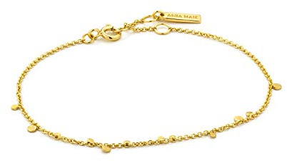 ANIA HAIE Damen Armband GEOMETRY CLASS Mixed Discs aus 925 Sterling Silber 14k vergoldet, besetzt mit kleinen Goldplättchen, Länge 16,5cm + 2cm Verlängerung, inkl. Geschenkverpackung