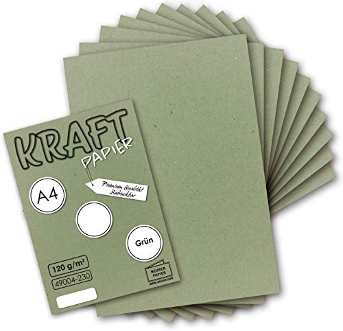 NEUSER PAPER 100 ark vintage kraftpapper i grönt DIN A4 120 g grönt återvunnet papper, helt ekologiskt brevpapper – miljövänliga kontorsartiklar från GUSTAV NEUSER