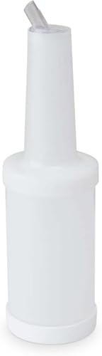 We Can Source It Ltd - 1 Litre White Plastic Save and Pour Bottle with Spout and Lid – Reusable Storage for Juice, Oil, Sauces and Condiments – Leak-Proof, Easy Pour and Dishwasher Safe