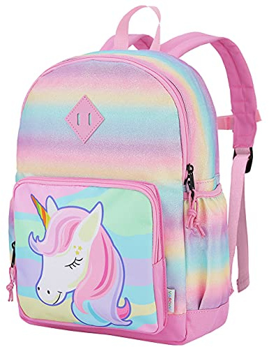 VASCHY Girls' Backpack, Children's Backpack, Kindergarten Backpack, Elementary School Backpack with Chest Strap, Lightweight Girl Gift 2-8 Years Travel/Camping Backpack