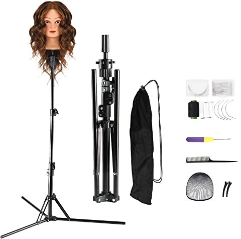 Neverland Beauty & Health Trepied Support Perruque de Tete a Coiffer Professionnel Réglable Pliable avec Set pour la Formation en Perruque et en Coiffure.