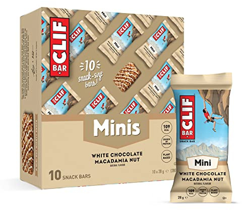 CLIF BAR Minis - Snack Bar - White Chocolate Macadamia Nut - Plant Based Protein - 10 x 28 g