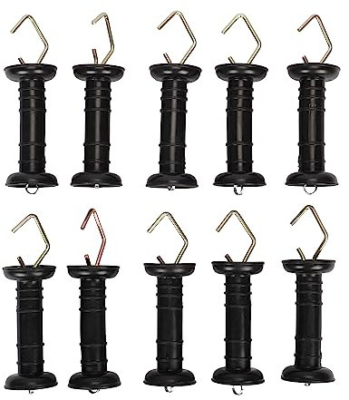 awagas 10 Pack Electric Fence Spring Gate Handles, V-Shaped Ranch Fence Accessories, Simple Tension Spring Fence Handle for Electric Fence, Black