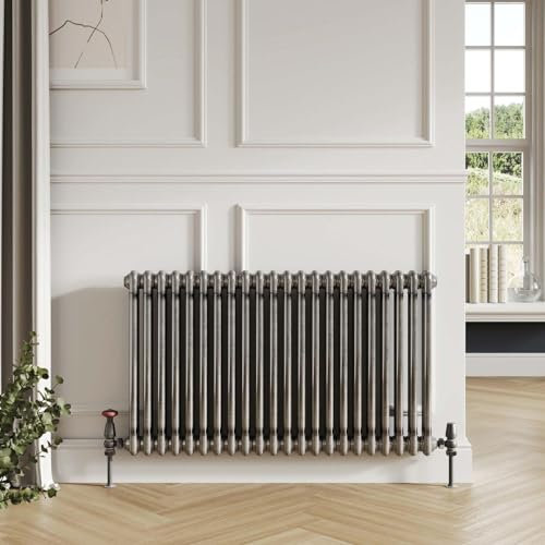 Greened House 3 Column Raw Metal Horizontal Column Radiator 600mm H x 600mm W Traditional Classic Style