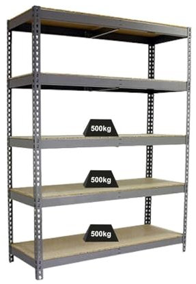 PROREGAL Schwerlastregal Giant Wood YETI Five | HxBxT 250x150x60cm | Fachlast 400kg | Verzinkt | Regal Standregal Werkstattregal Lagerregal Kellerregal