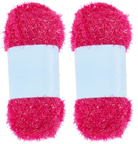 GORGECRAFT 2 rollo200m Hilo Brillante para Fregar Paquete de Hilo Metálico para Fregar Pestañas Paño de Cocina Hilo para Tejer Crochet Muñeca Sombrero Herramienta de Limpieza Proyecto Artesanal Sandía