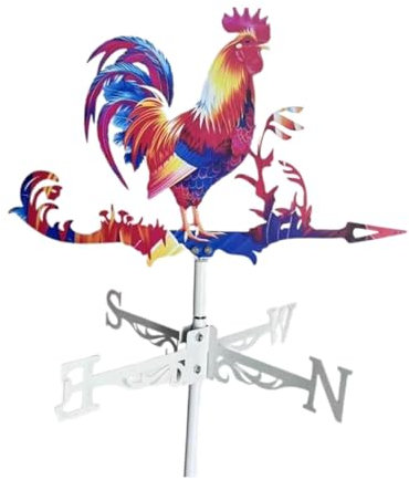 FLCPJGV Banderuola a Forma di Gallo, Multicolore, in Metallo, con Decorazione a Forma di Gallo, per Prato