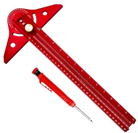 Ruwshuuk Gramil Para Carpintería,Regla De Ángulo Para Carpintería Con Precisión | Regla De Aluminio Multifuncional Ajustable Ligera De Alta Precisión Para Medición Y Marcado