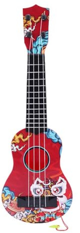 Guitare Enfant, Ukulele Enfants, Guitare Enfant 3-6 Ans, Jouet de Guitare et Piano, avec 4 Cordes Réglables,Mini Guitare pour Les Tout-Petits Débutants Garçons Filles Cadeau (Danse Lion 44cm)