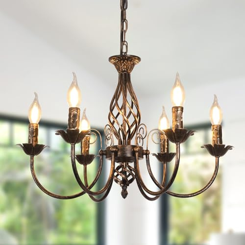 Comely Kronleuchter Moderne, 6 Lichter E14 Industrielle Verstellbare Kette Pendelleuchte, Antik Industrie Hängeleuchte Pendellampe Vintage für Wohnzimmer, Schlafzimmer, Esstisch, Küche, Esszimmer