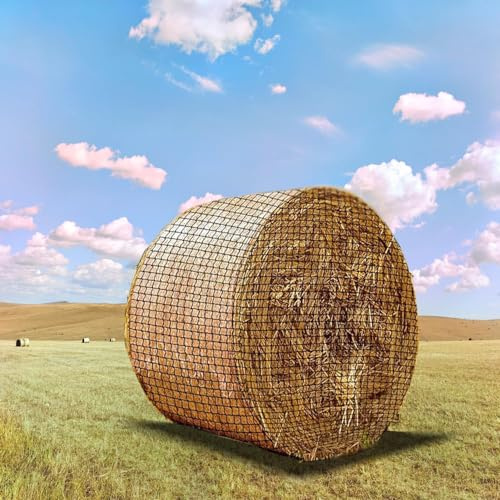 Filet à Foin pour balles Rondes 180 cm x180 cm - Filet à Mailles serrées 4,5 x 4,5 cm - Alimentation adaptée pour Chevaux Extension Temps de Nourriture【Ø1.8m】