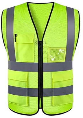 High Vis Vests,Hi Vest Safety Visibility Reflective Custom Work Waistcoat Jacket with Pockets Security Viz Night Fluorescent Breathable Hiviz Shirt,for Women Men kids Construction Cycling Motorcycle