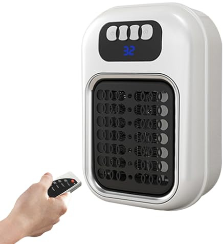 Eastuy Calefactores Eléctricos De Interior,Calefactor de Pared Portátil Pequeño con Ventilador - Unidad De Calefacción Con Mando Silencioso Para Hogar Dormitorio Baño Cocina Oficina Estudio