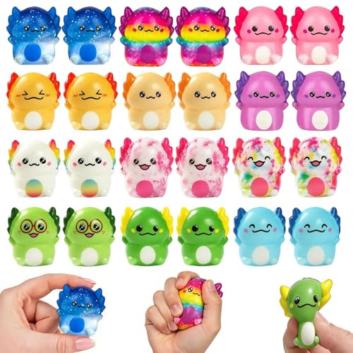 MLPKOI 24 Pièces Jouets Squishy Anti Stress, Animaux Squishy Kawaii, Mini Squishies Soft Squeeze Jouets Anti-Stress, Fidget Toys, Cadeau d’Anniversaire Fête pour Enfant