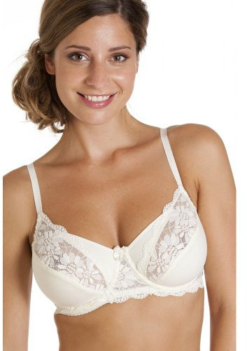 Camille Ivory Lingerie Womens Full Cup Underwired Lace Bra 34C