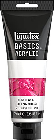 Liquitex 1041013 Basics Acrylfarbe Glänzendes Schweres Gelmedium für dicke, glänzende Impastos mit Acrylfarbe, behält Pinselstriche, als Kleber für Sand , Steine auf Leinwand - 250ml Tube
