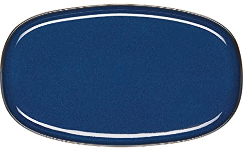 ASA Saisons Ovale Platte Steinzeug Blau, Größe: 31cm x 18cm x 2cm, 27201107