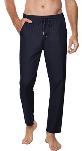 Sykooria Pantalones de Lino y Algodon Transpirable Pantalones Jogger Hombre Pantalon Hombre Deporte Largo para Primavera Verano Otoño Invierno