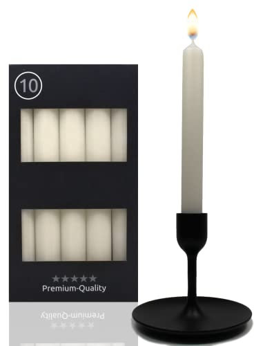 Candelo 10er Set Tafelkerzen - Kerze Beige - 18,5cm 7,5 Std Brenndauer - Spitzkerzen für Kerzenständer und Kronleuchter - Leuchterkerzen Stabkerzen