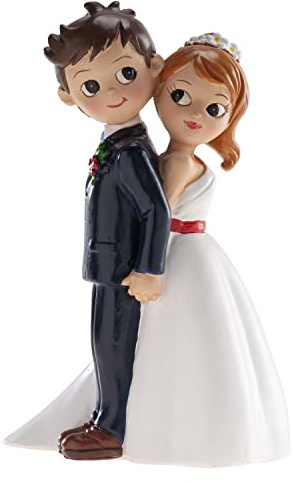 dekora – Figura Novios de Espaldas para Tarta de Boda 16 cm – Cake Topper Decorativo de Resina, Original y Reutilizable para Pastel Nupcial y Mesa Dulce