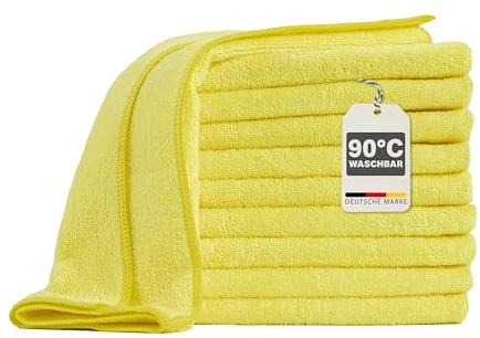 Devior 10er Set Mikrofasertücher 40x40 cm, Gelb – Mikrofasertuch für Staubwischen, Oberflächenreinigung, Fensterputzen, Lackpflege & Innenraumreinigung, 80% Polyester, 20% Polyamid