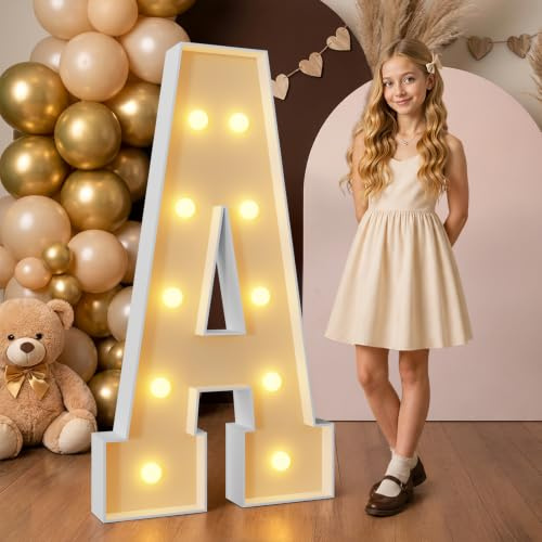 Mixifox 4FT Large Light Up Letters for Birthday Decoration Giant Letters A