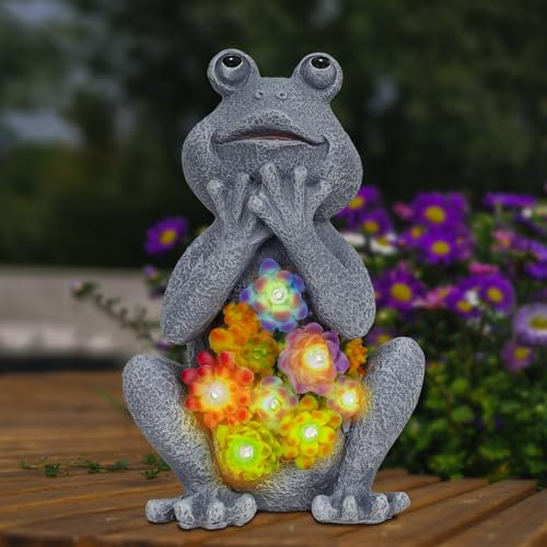 RICHIE Frog Statue Garden Decor, 12.5x9x20cm