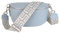 MIRROSI® Bauchtasche Damen, Echtleder, Made in Italy, Umhängetasche, Brusttasche, Crossbody Bag (1 Tasche & 2 Gurte) (Babyblau (NN), Kleine Tasche (22x13x6cm))