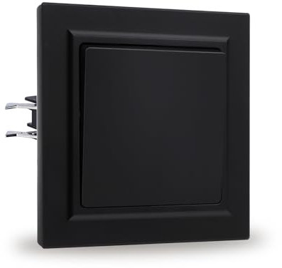 JIMEIDA Interruptor de luz negro PC suave sensación de piel con gancho 1 compartimento 1 vía interruptor empotrado interruptor de pared 10 Amp, 250 V