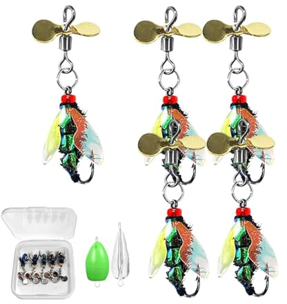 Leurres De Pêche À La Mouche - Kit D'appâts Artificiels Avec Hameçons En Acier, Assortiments Colorés Avec Paillettes Réfléchissantes | Équipement De Pêche À La Mouche, Forte Adhérence, Idéal Pour Trui