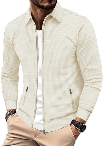 Veste Homme Habillé Été Léger pour Printemps mi Saison Été Zippée d'Extérieur Veste Aviateur Fines Baseball Décontracté Résistante à Col Montant Jacket Automne Sport
