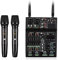 RDVXI Mixer Audio, Mixer DJ A 4 Canali Mixer Audio Professionale con Microfono Wireless Scheda Audio Console Interfaccia di Portatile Dual UHF