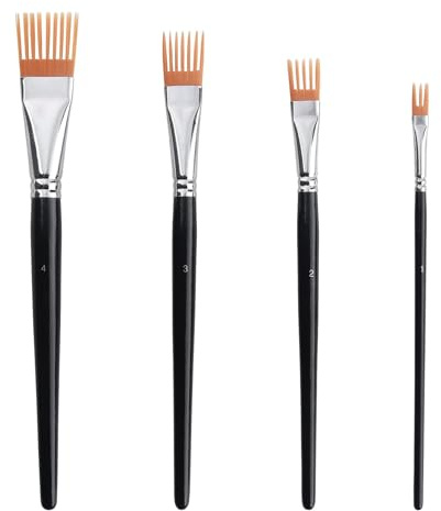Set di 4 pennelli da artista a pettine per grainer, pennelli professionali piatti per pittura acrilica, pennelli per artisti perfetti per principianti ed artisti esperti, acrilico, acquerello e olio