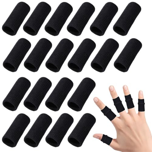 UYVPAER 20 Piezas Protector Dedos Mano Elásticos, Negro, Para Baloncesto, Voleibol, Prevención De Esguinces, Protección Articular